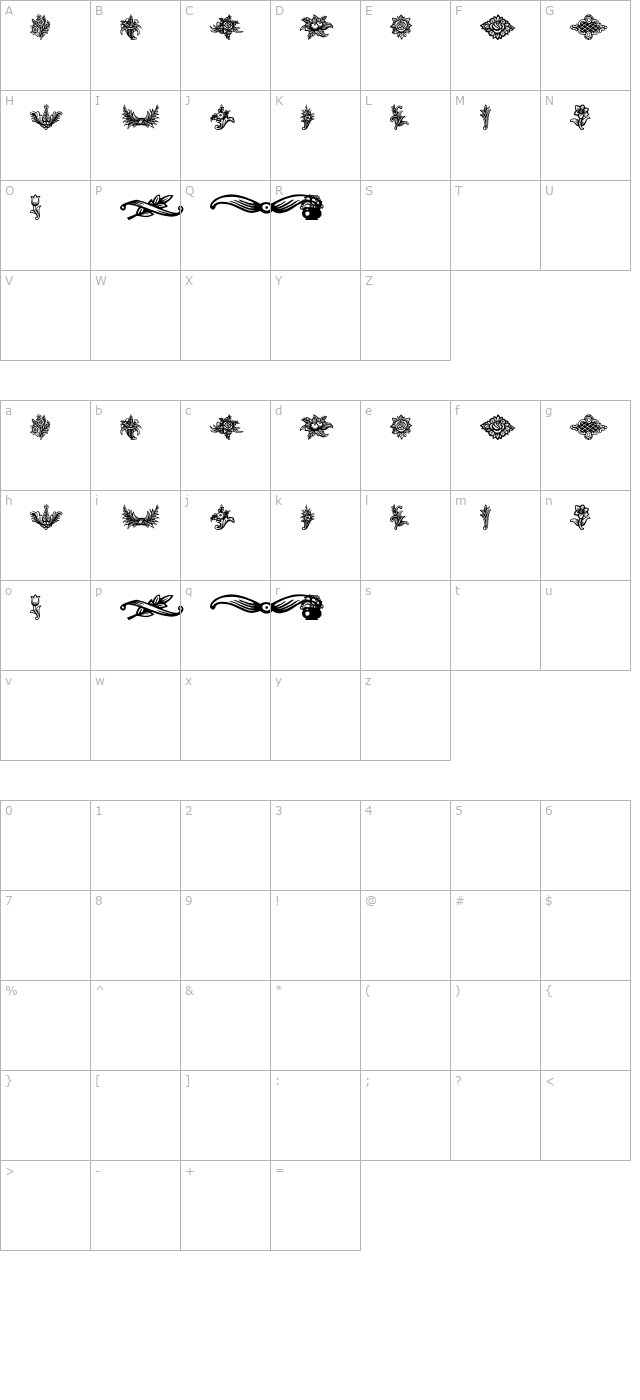 Schluss-Vignetten OTF character map