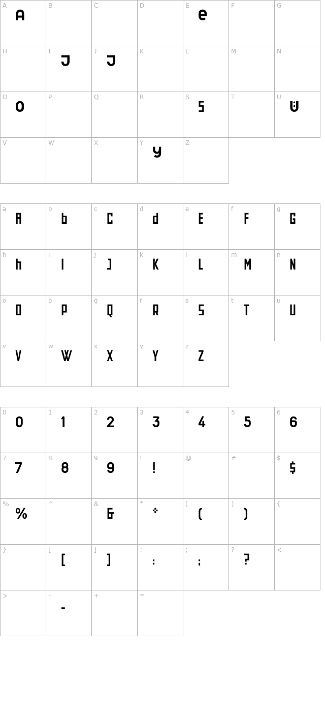 schwittersarchitype-otf character map