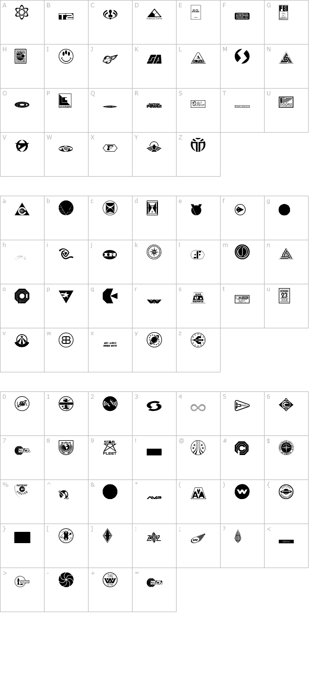 sci-fi-logos character map