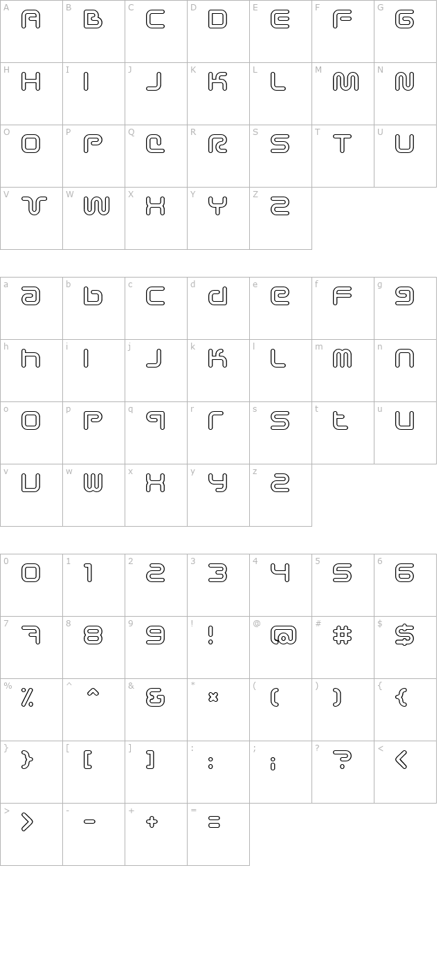 Sci Fied Outline character map