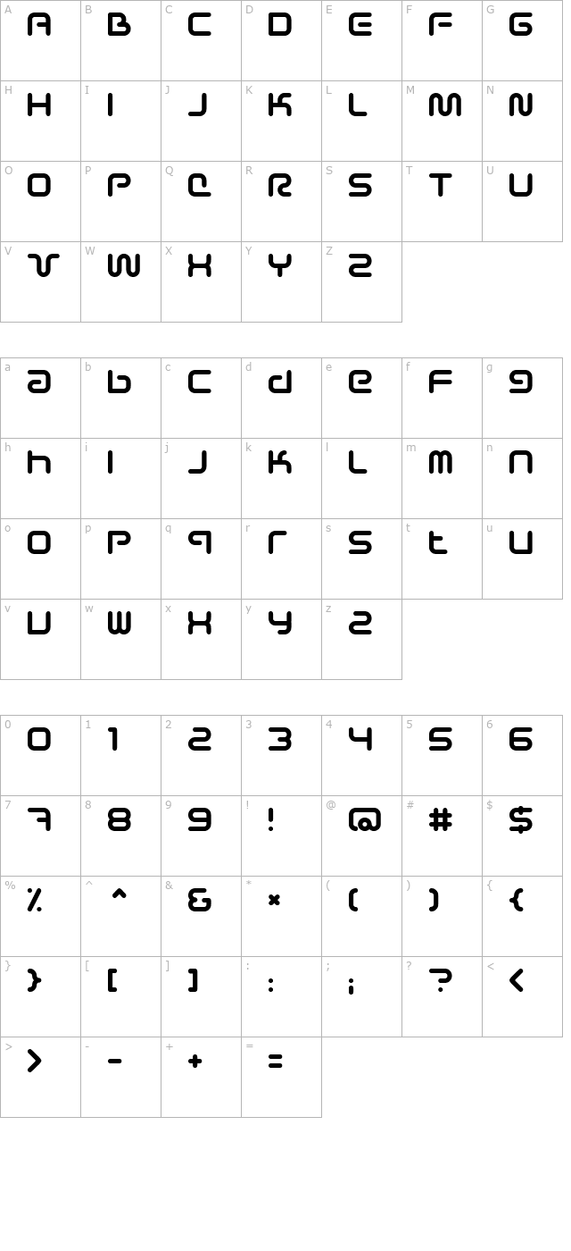 Sci Fied character map