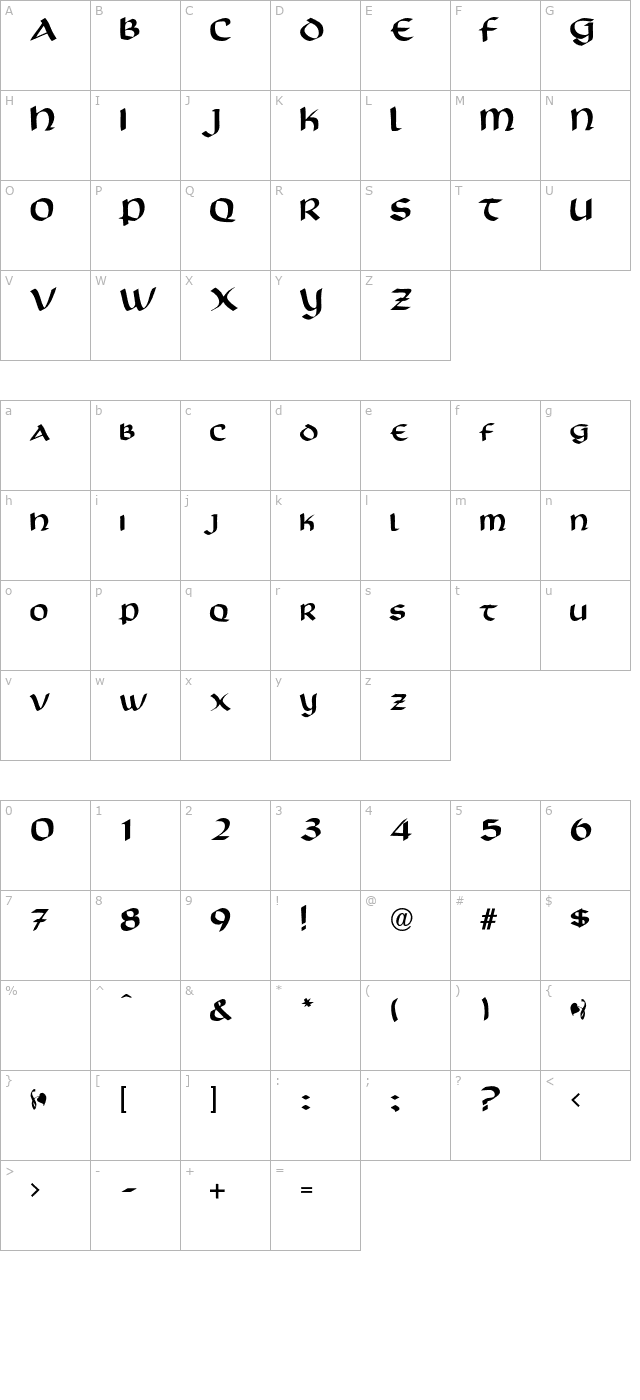 ScotfordUncial-Normal OTF character map