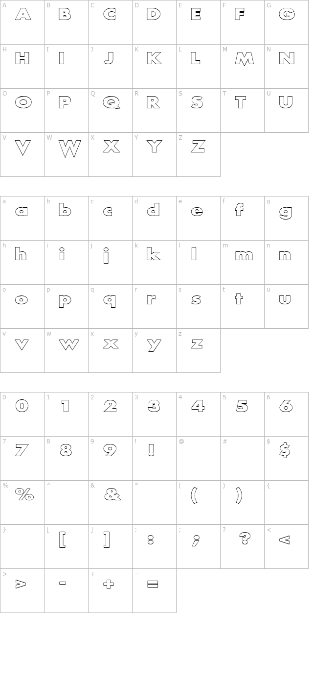 Scream outlined character map