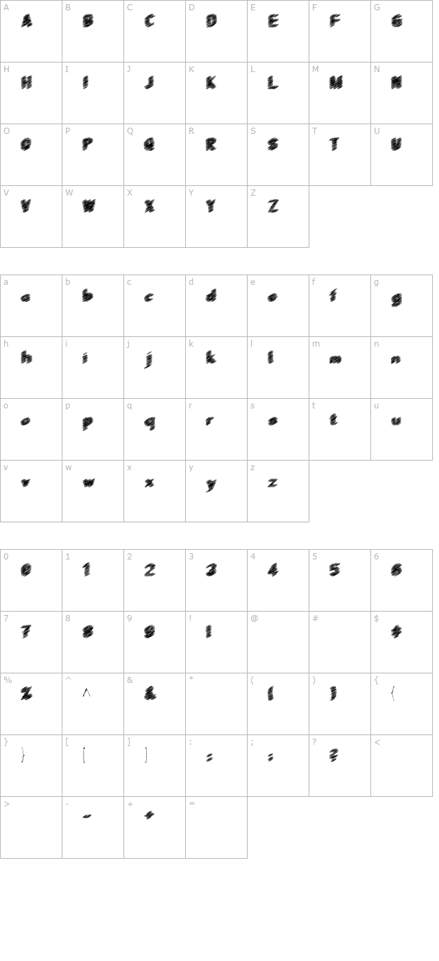 ScrFIBbLE Bold character map