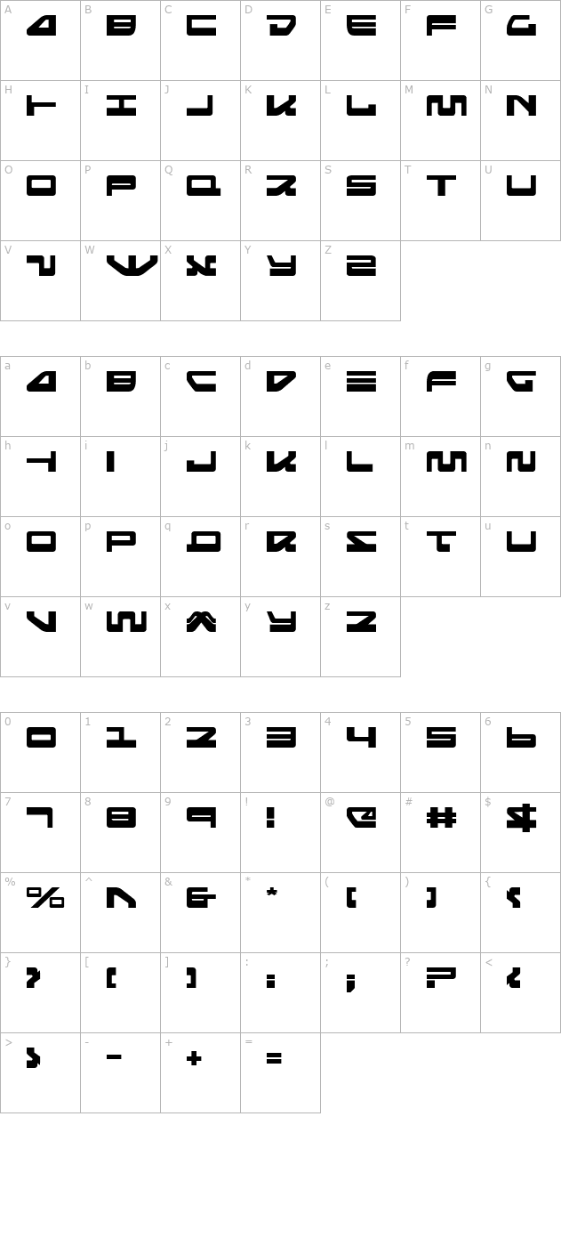 Searider Falcon Expanded character map