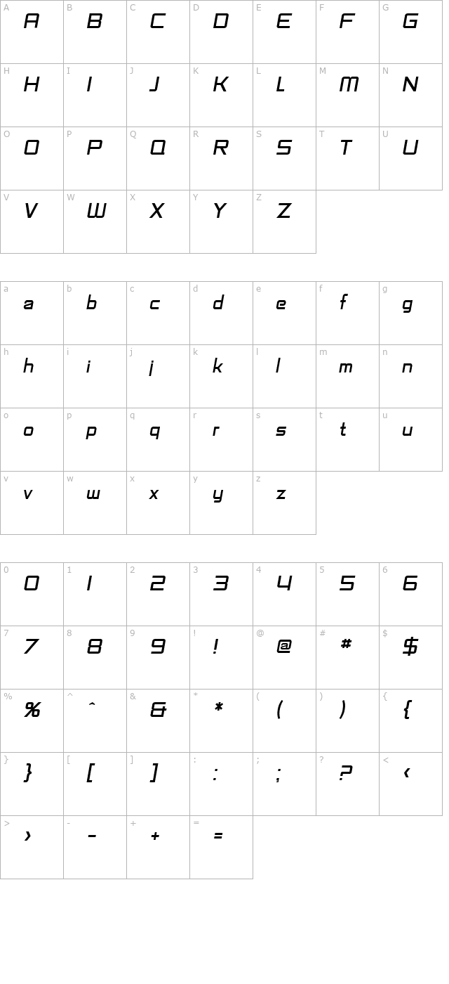 sf-fedora-titles-italic character map