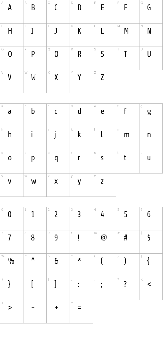 share-regular-otf character map