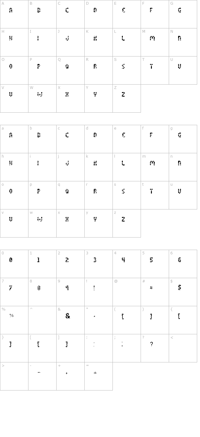 Shattered Pixels character map