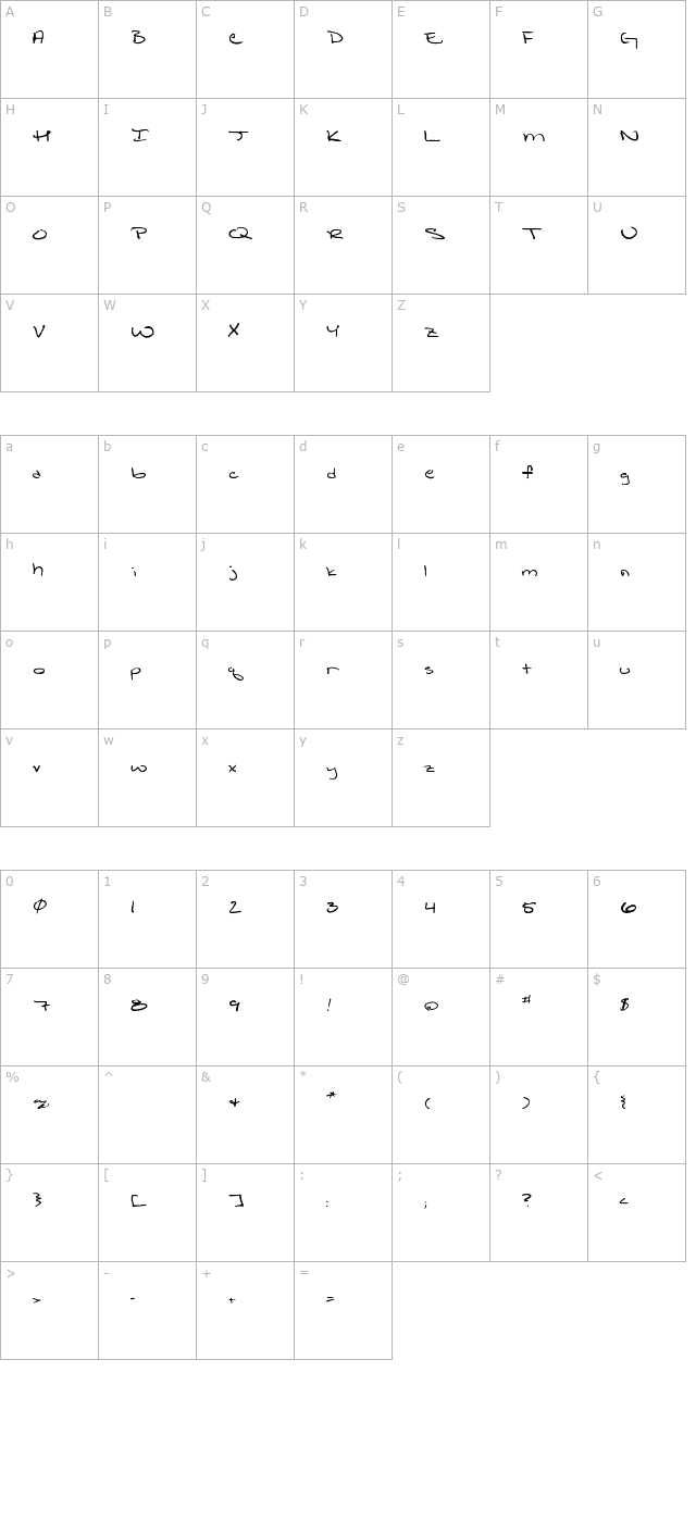 Shattered Print character map