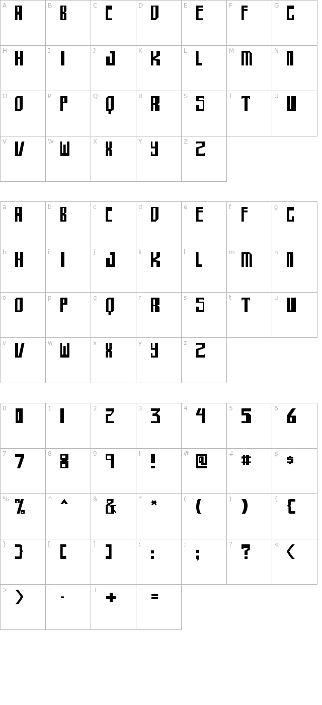 shellhead character map