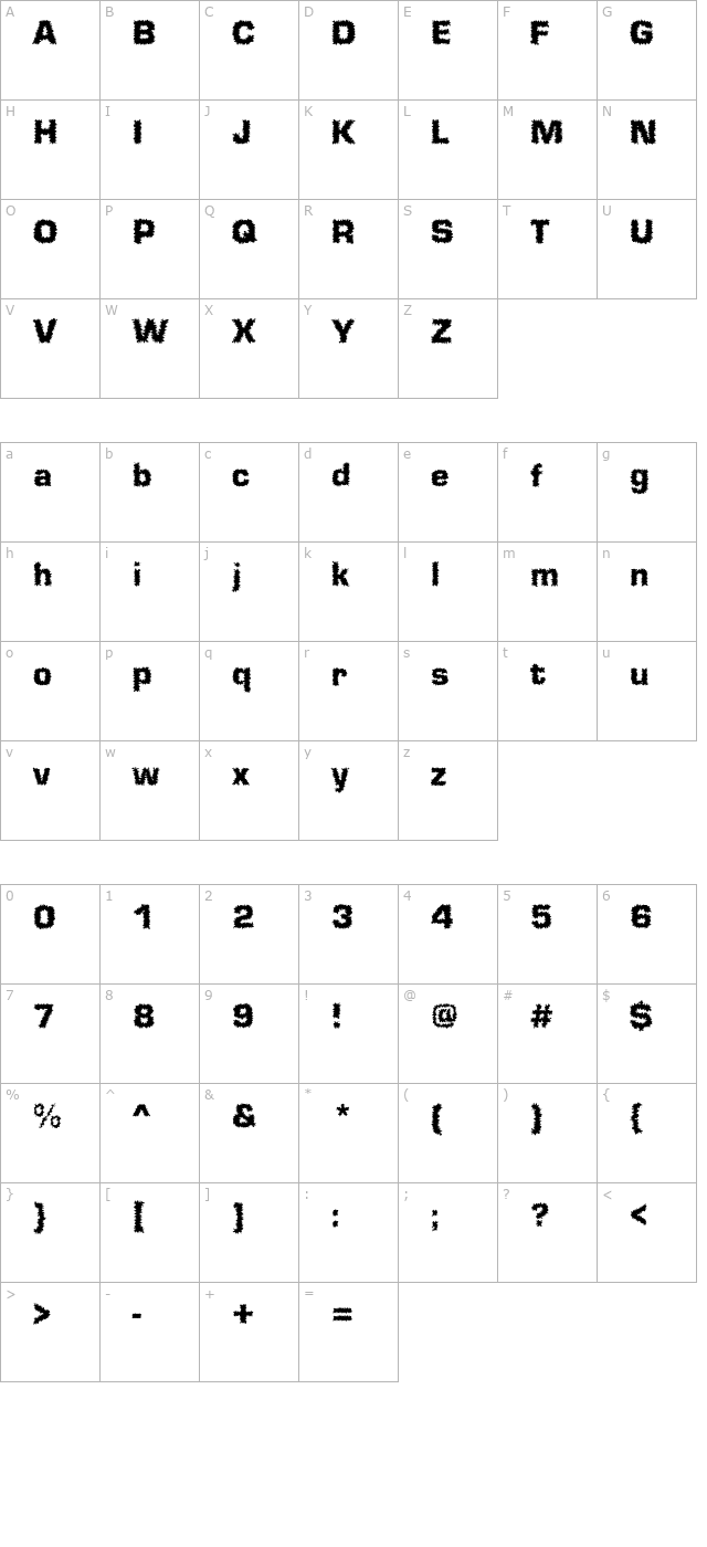 Shokkking Black character map