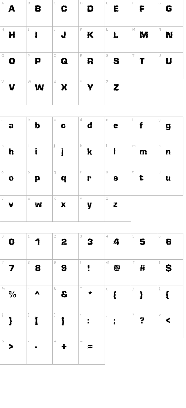 Shokkking Medium character map