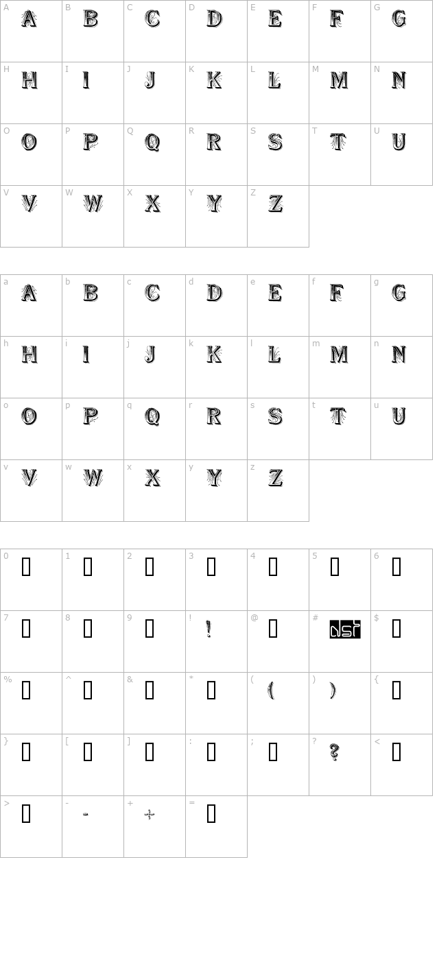 Showboat OTF character map