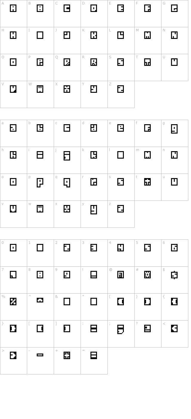 Silverbloc character map