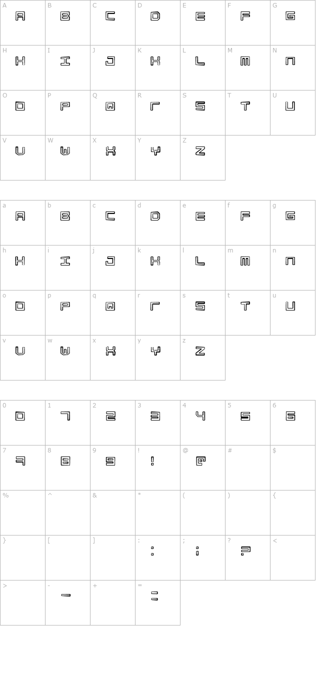 Simply Mono Dirty character map