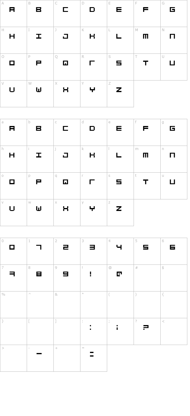 Simply Mono character map