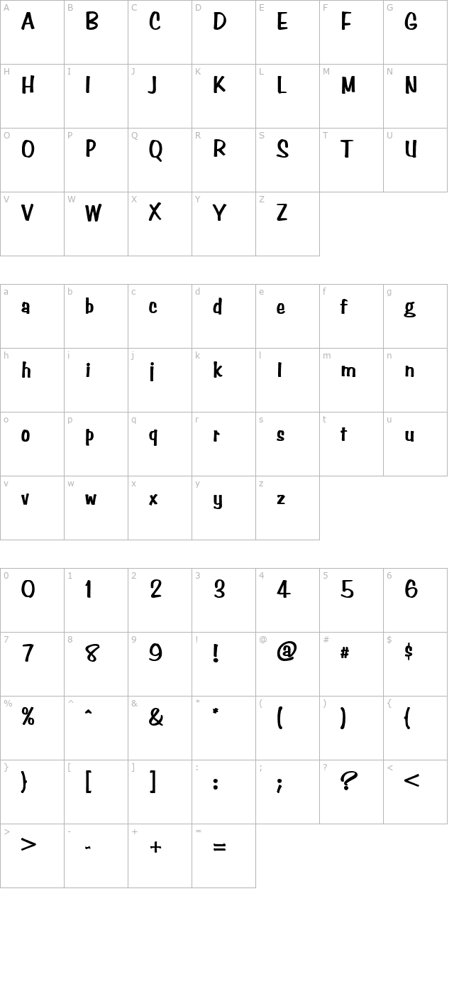 Simpson Heavy Normal character map