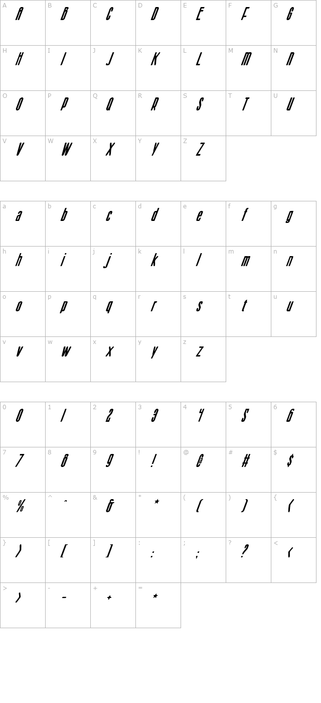 sister-europe-italic character map