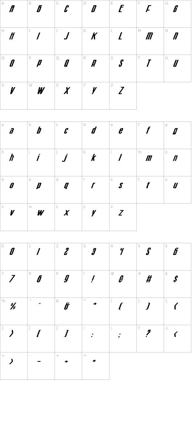 sister-europe-wide-italic character map