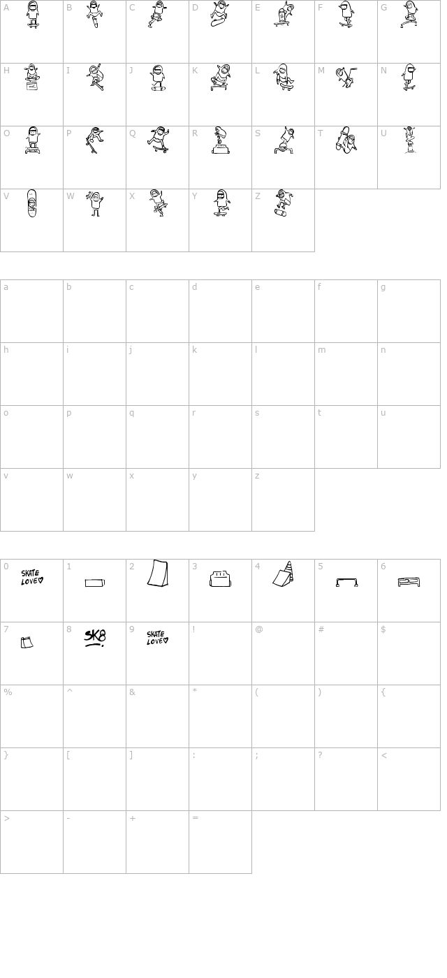 skatelove character map