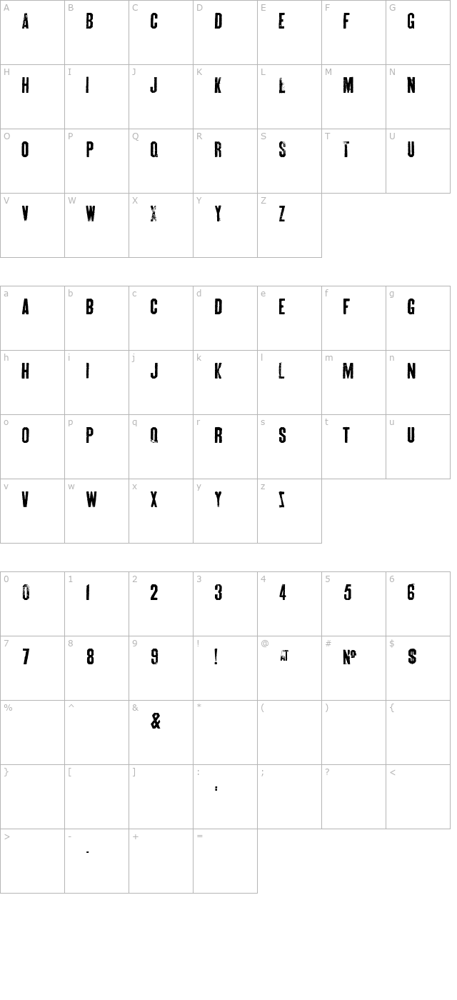 Skin & Bones character map