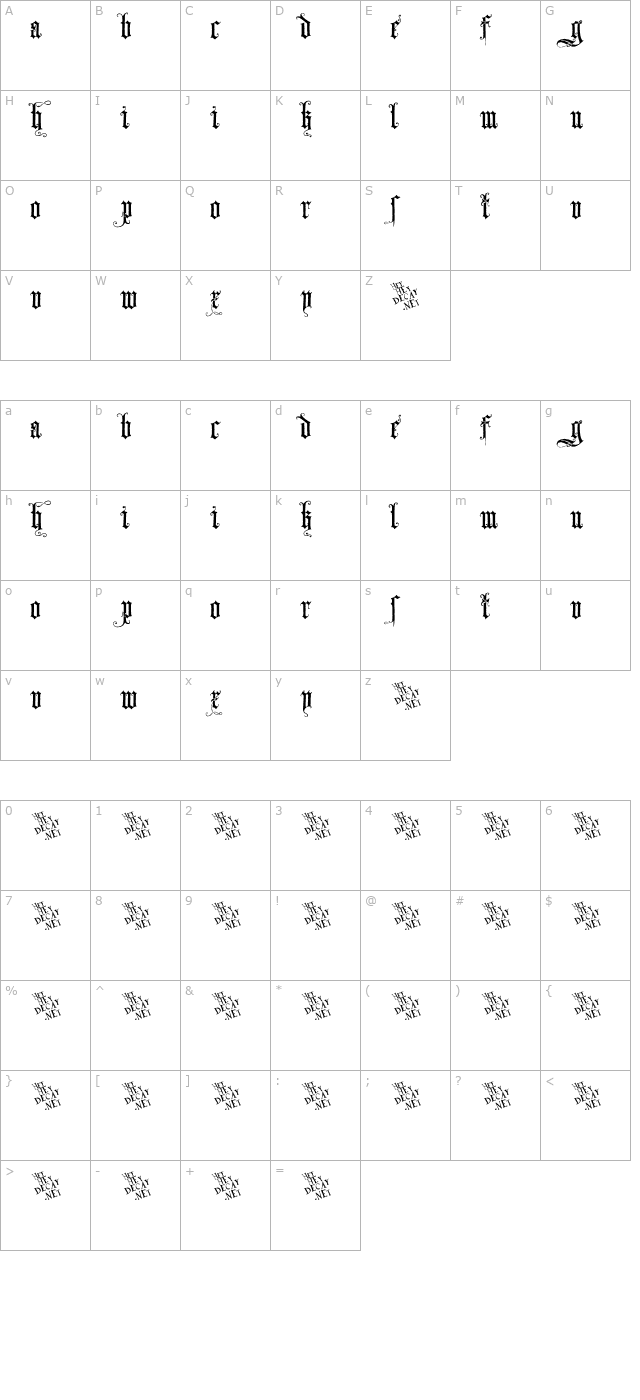 skjend-hans-gotisk character map