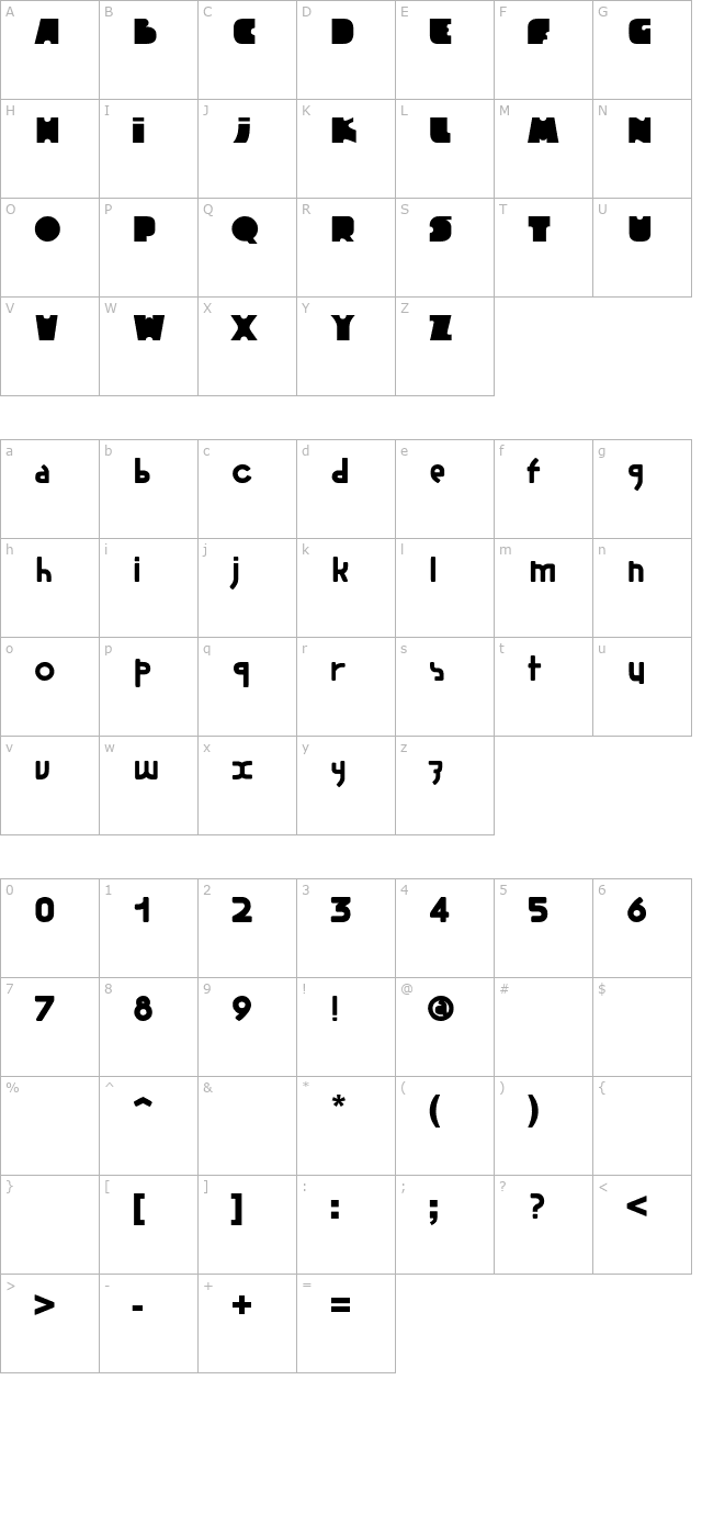 Skull Font 00 character map