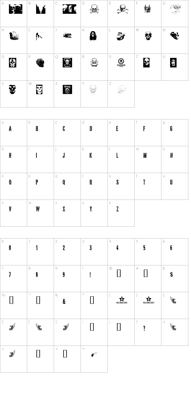 Skull TS 2 character map