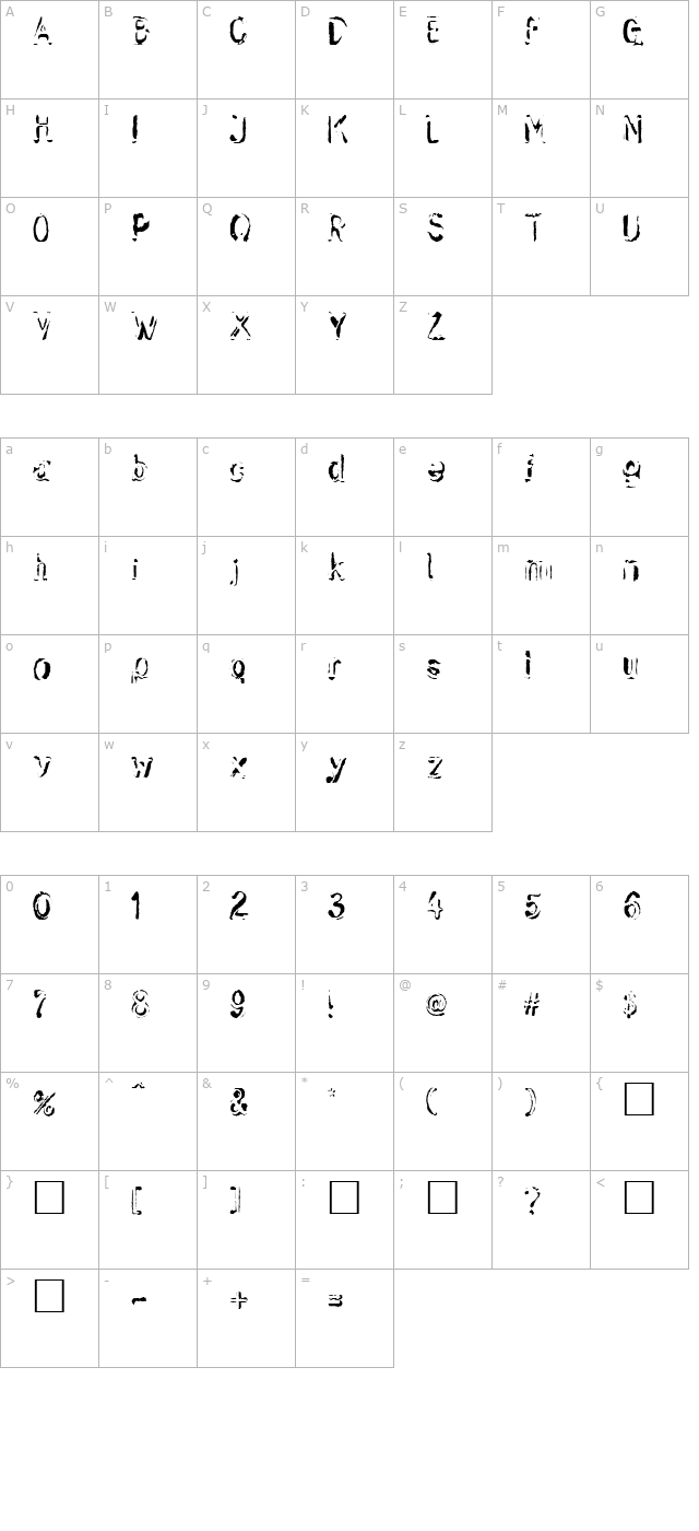 skwieker-regular character map