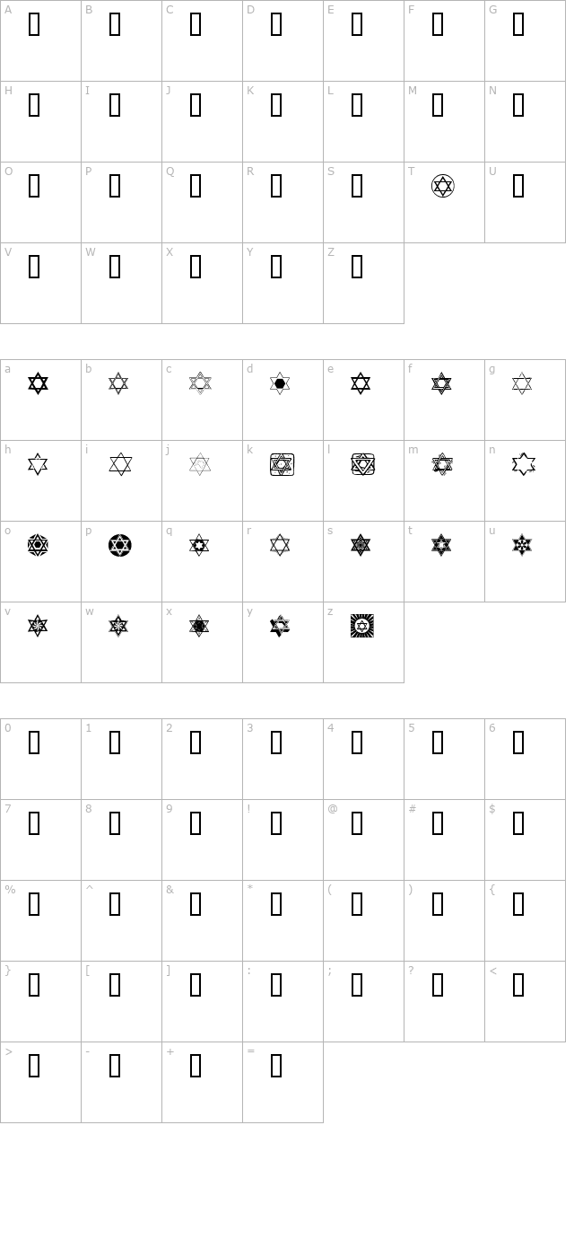 SL Star of David character map