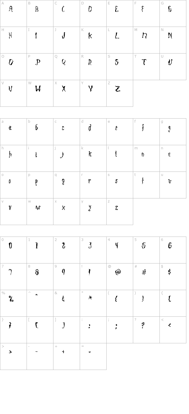 slackscript-otf character map