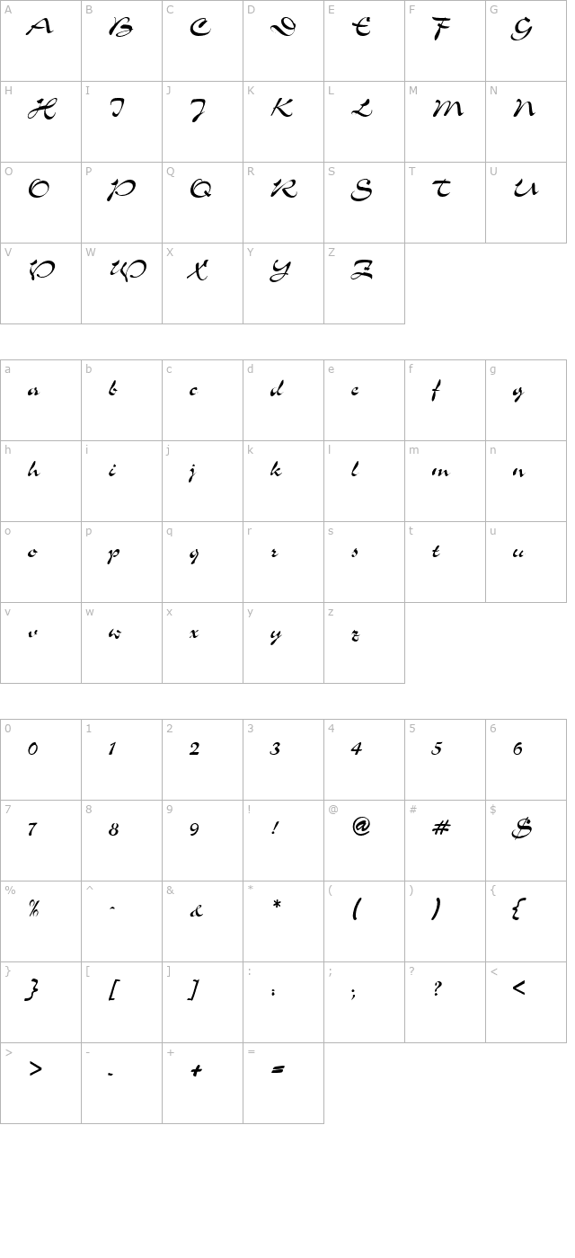 Slalom Regular character map