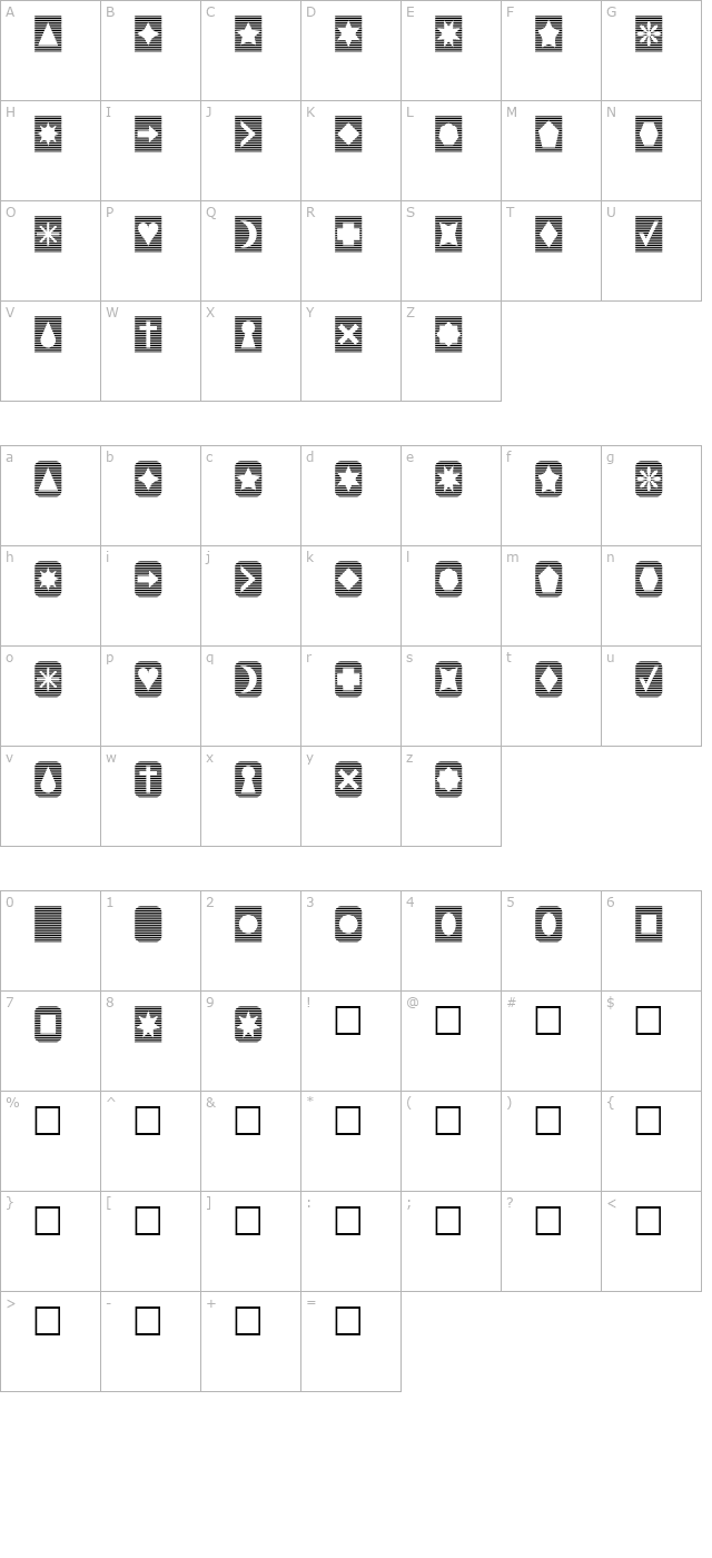 Slats n Things character map