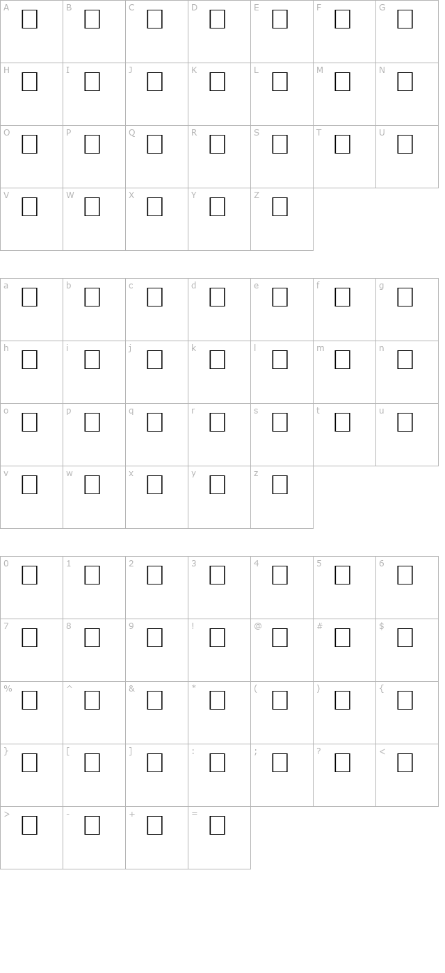 slick-regular character map