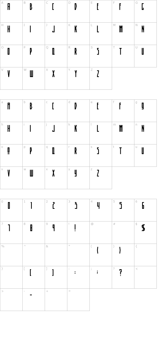 SmithPremier OTF character map