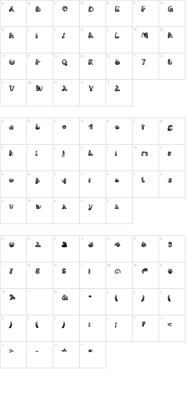 Smoke-Contour-Italic character map