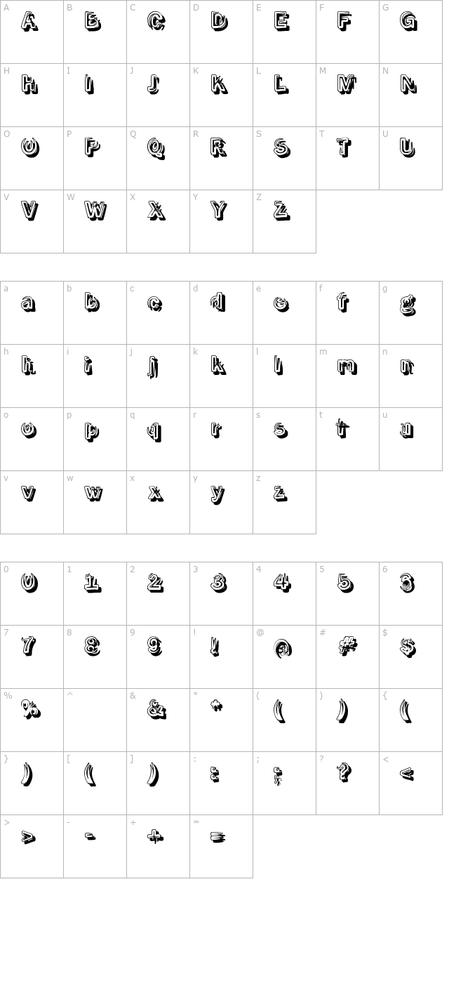 SmokeShadow-Medium character map