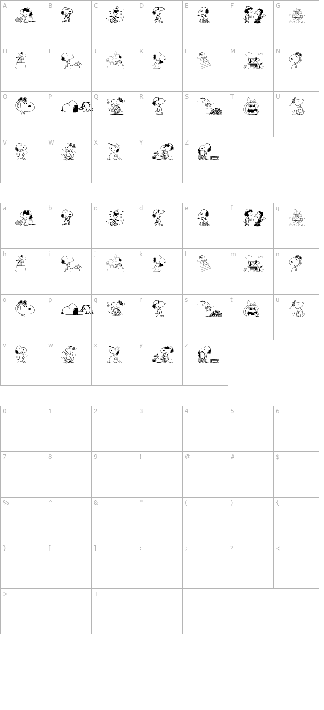 snoopy-dings character map