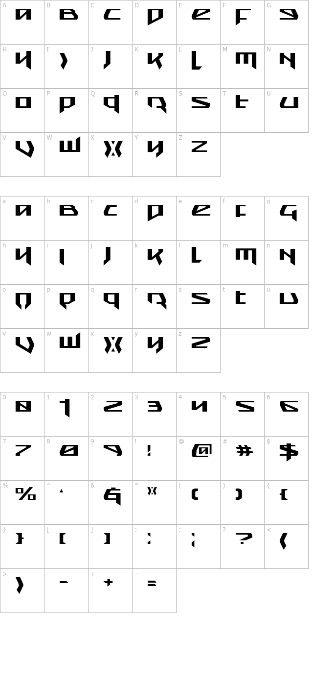 Snubfighter Expanded character map