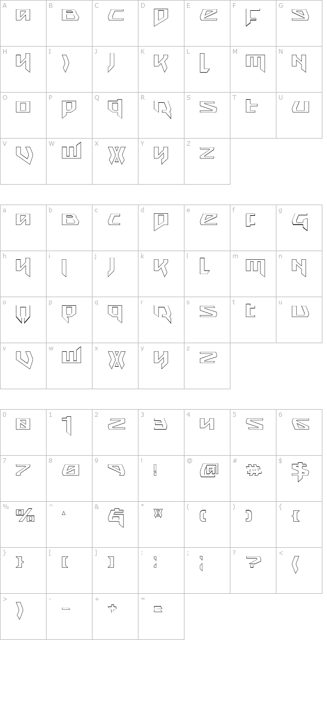 snubfighter-outline character map