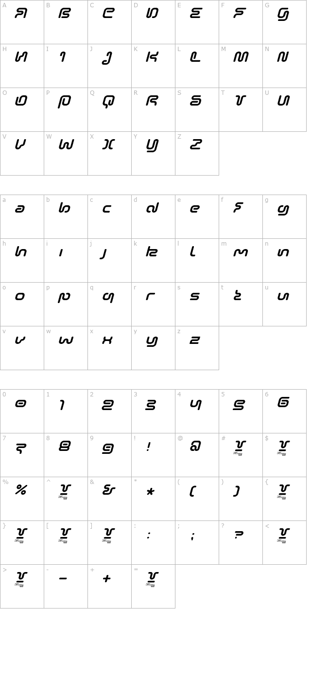 sonic-empire-italic character map