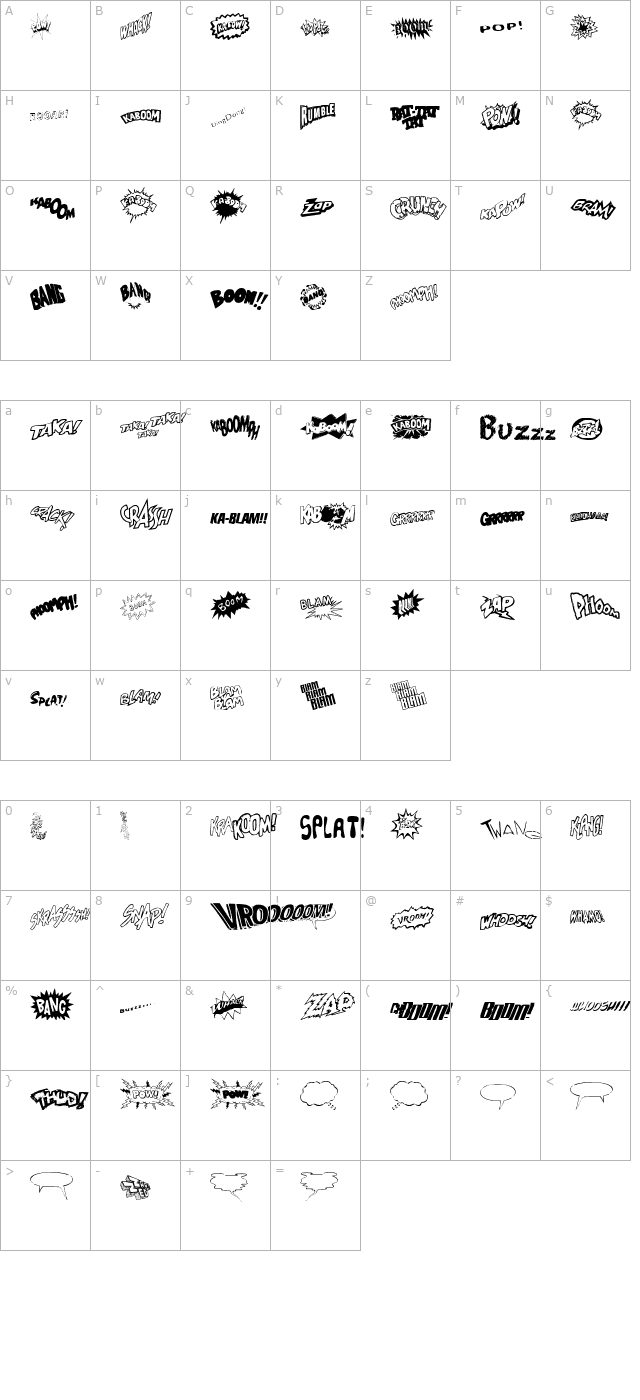 Sound FX character map