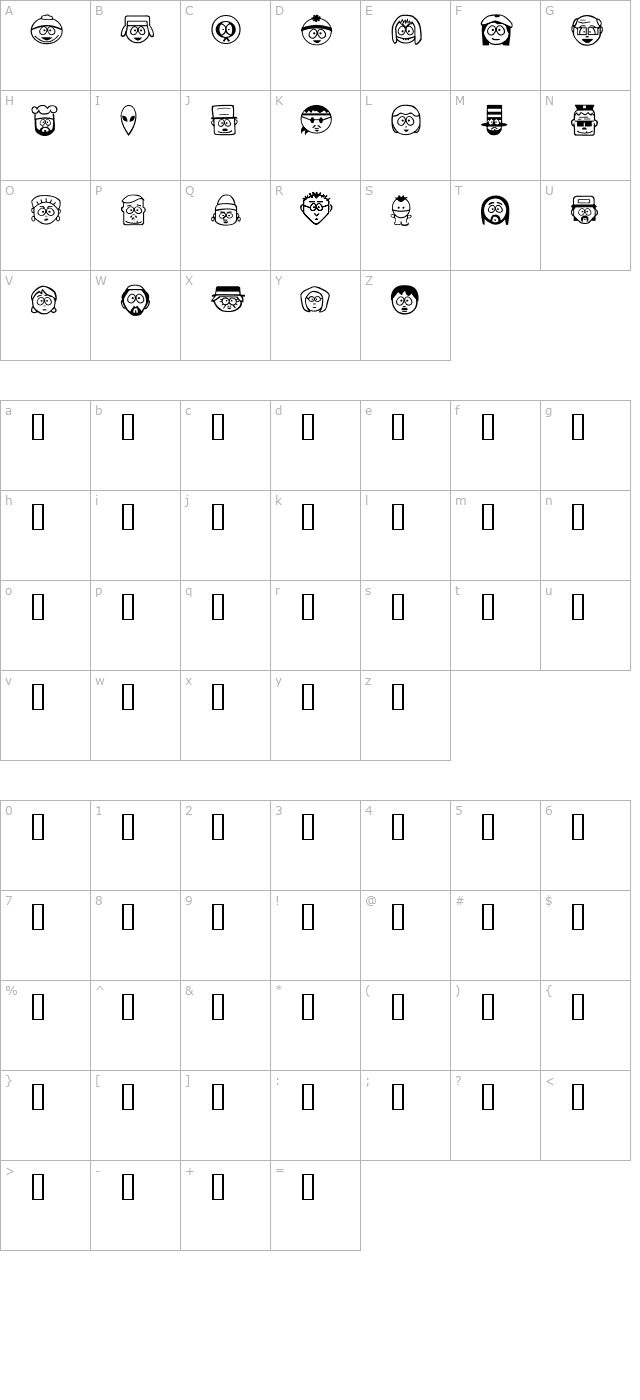 south-bats character map