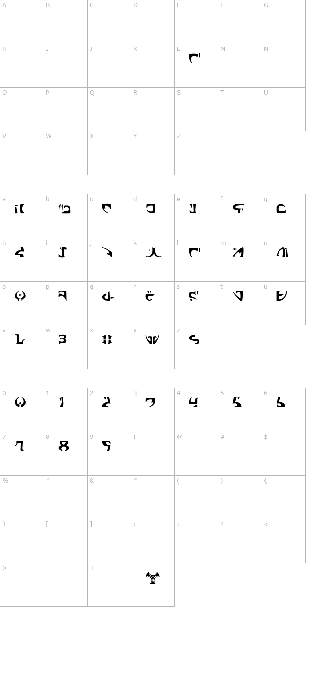 Space Encounter character map