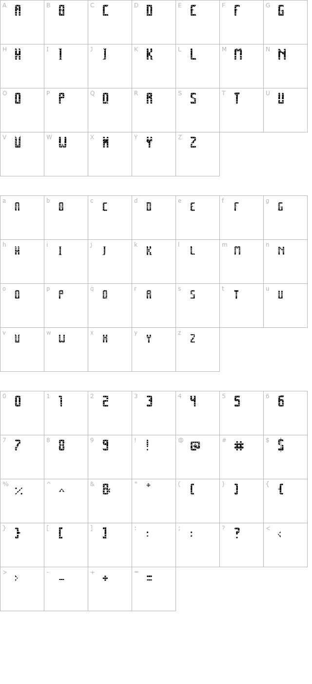 SPACE PEZ College character map