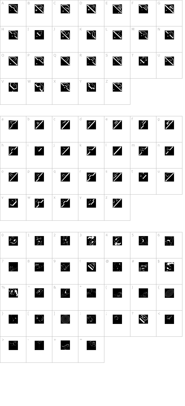 SpaceAttackTwo character map