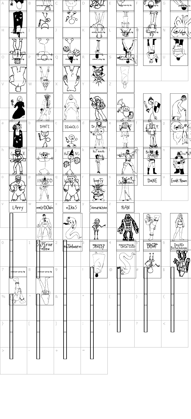 sparks-scrapbook character map