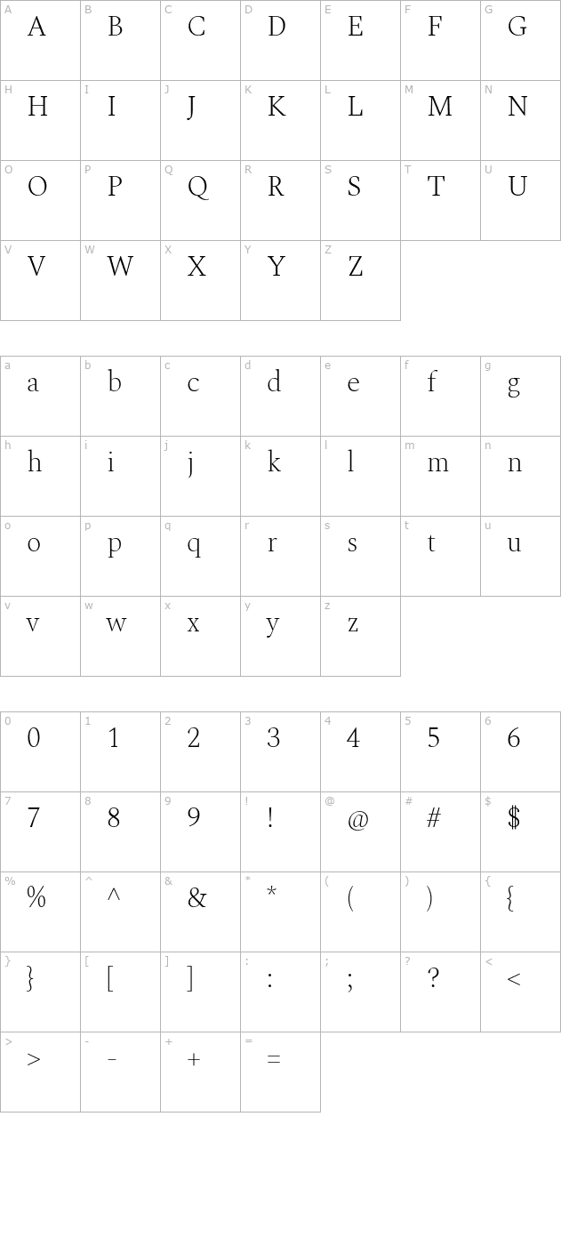 spectral-extralight character map