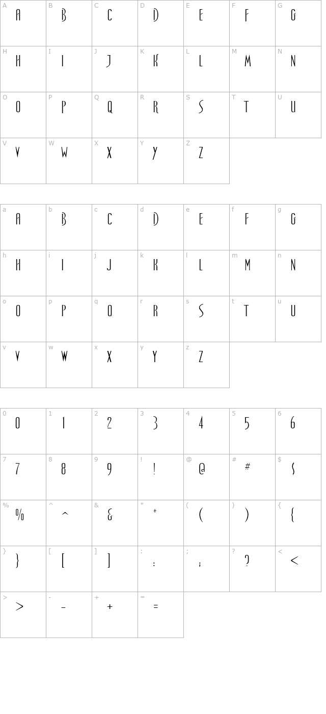 spellbound-regular character map