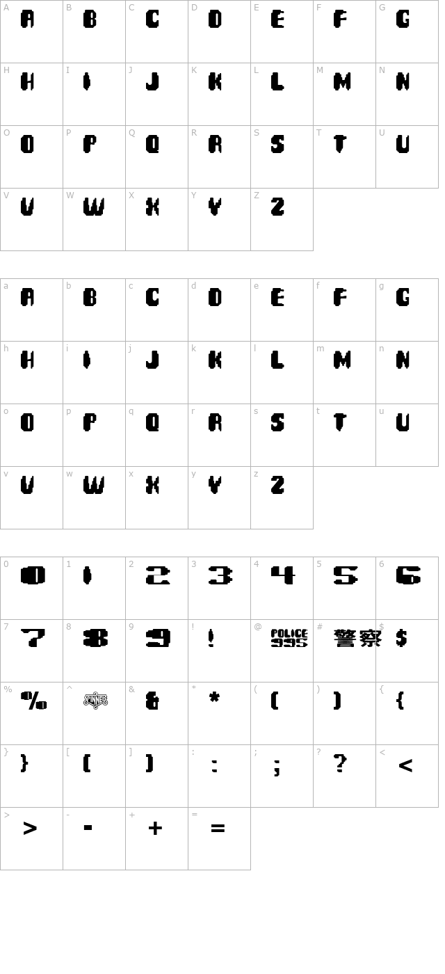 Spinner character map